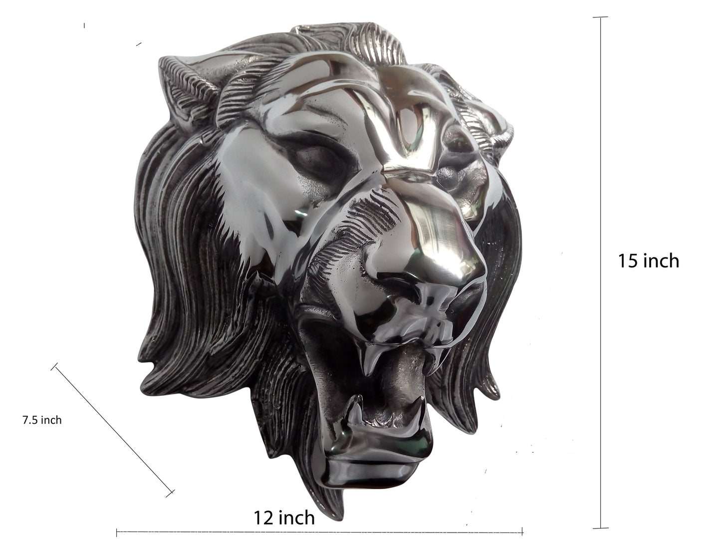 Imperial Roar – Aluminum Lion Head Wall Sculpture