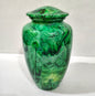 Emerald Whispers of Peace – Handcrafted Aluminum Cremation Urn, 10 Inches with Velvet Bag
