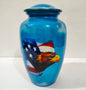 Wings of Valor – Patriotic Aluminum Cremation Urn for ashes with Bald Eagle & American Flag Design 10 Inches with Velvet Bag