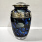 Midnight Sonata – Artisan Memorial Cremation Urn for Ashes in Deep Indigo and Silver, 10 Inches with Velvet Bag