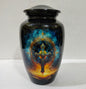 Celestial Redemption – Faithful Rest Cremation Urn for Ashes with Radiant Cross and Starfield Design, 10 Inches with Velvet Bag