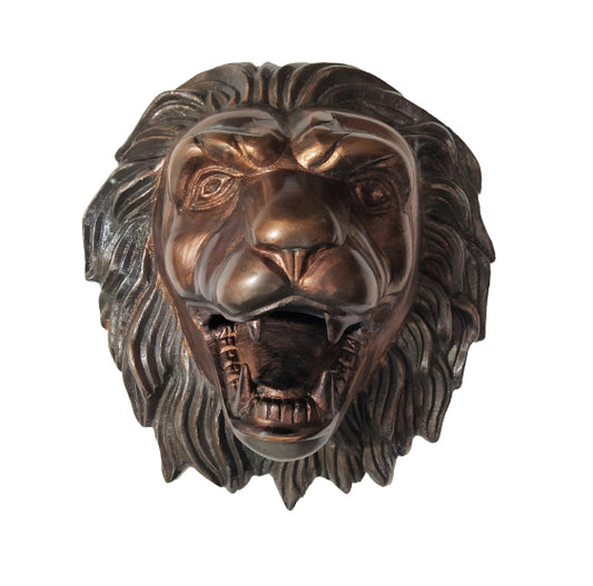 Fierce Aluminum Lion Head Wall Hanging Sculpture – Bronze, Brass & Chrome Finishes | Regal Animal Wall Art for Bold Interiors