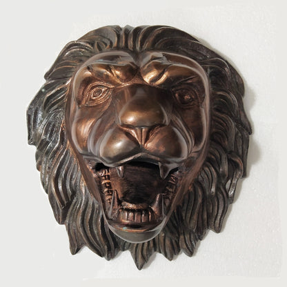 Fierce Aluminum Lion Head Wall Hanging Sculpture – Bronze, Brass & Chrome Finishes | Regal Animal Wall Art for Bold Interiors