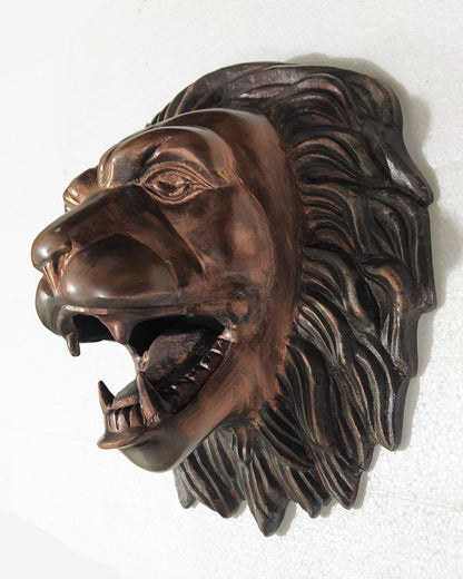 Fierce Aluminum Lion Head Wall Hanging Sculpture – Bronze, Brass & Chrome Finishes | Regal Animal Wall Art for Bold Interiors