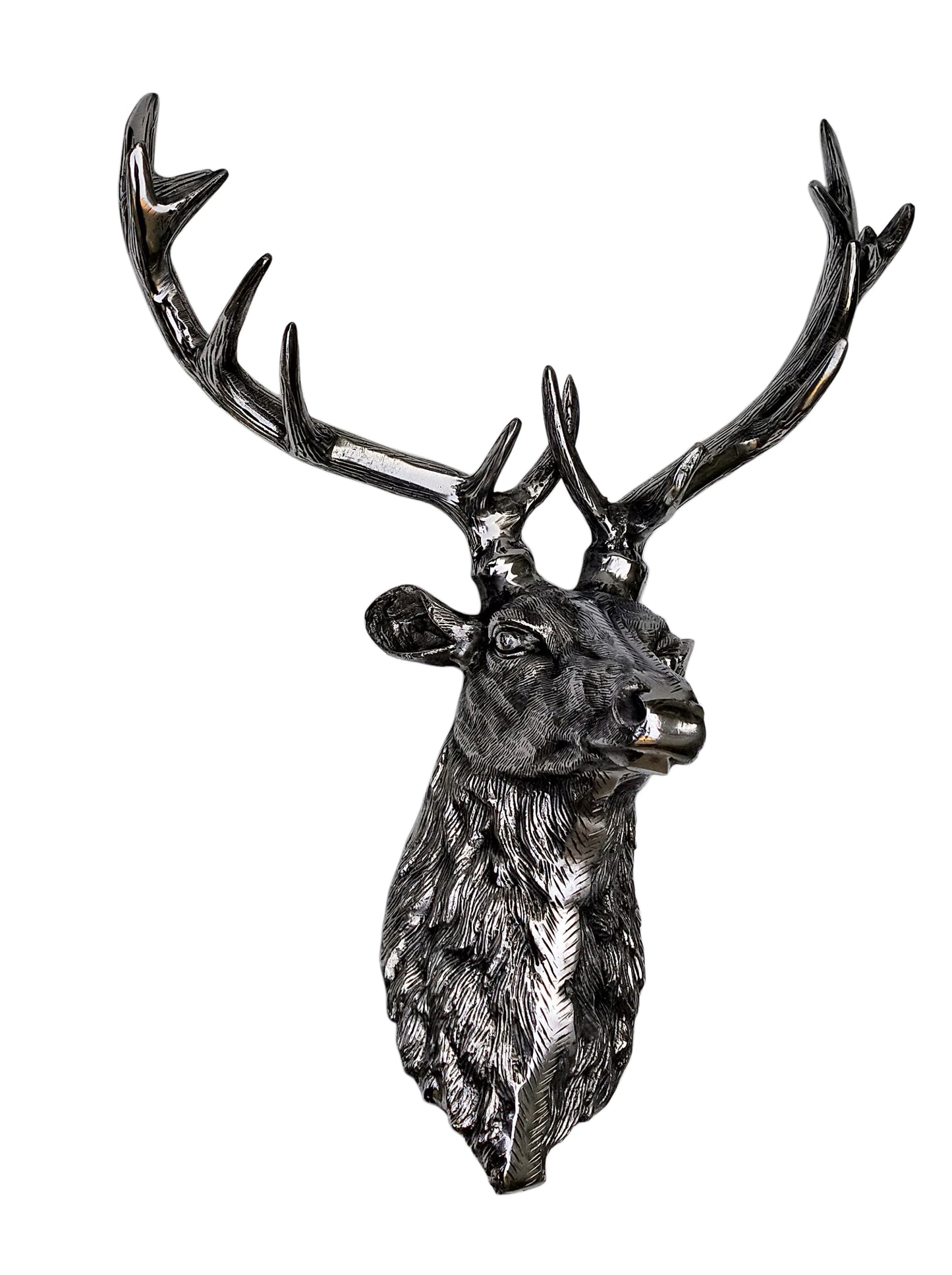 Wildlife Wall Accent – Handcrafted Aluminum Deer Head Sculpture ,  Decorative Deer Wall Mount for Home & Office