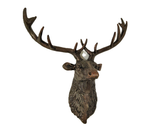 Wildlife Wall Accent – Handcrafted Aluminum Deer Head Sculpture ,  Decorative Deer Wall Mount for Home & Office
