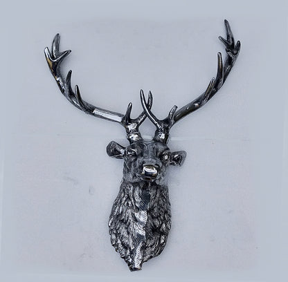 Wildlife Wall Accent – Handcrafted Aluminum Deer Head Sculpture ,  Decorative Deer Wall Mount for Home & Office
