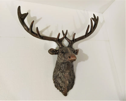 Wildlife Wall Accent – Handcrafted Aluminum Deer Head Sculpture ,  Decorative Deer Wall Mount for Home & Office