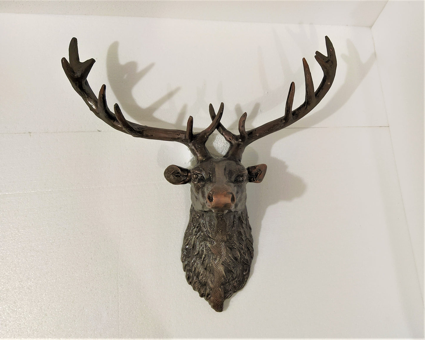 Wildlife Wall Accent – Handcrafted Aluminum Deer Head Sculpture ,  Decorative Deer Wall Mount for Home & Office