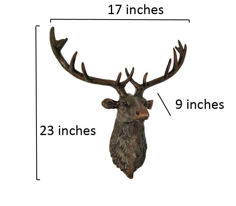 Wildlife Wall Accent – Handcrafted Aluminum Deer Head Sculpture ,  Decorative Deer Wall Mount for Home & Office