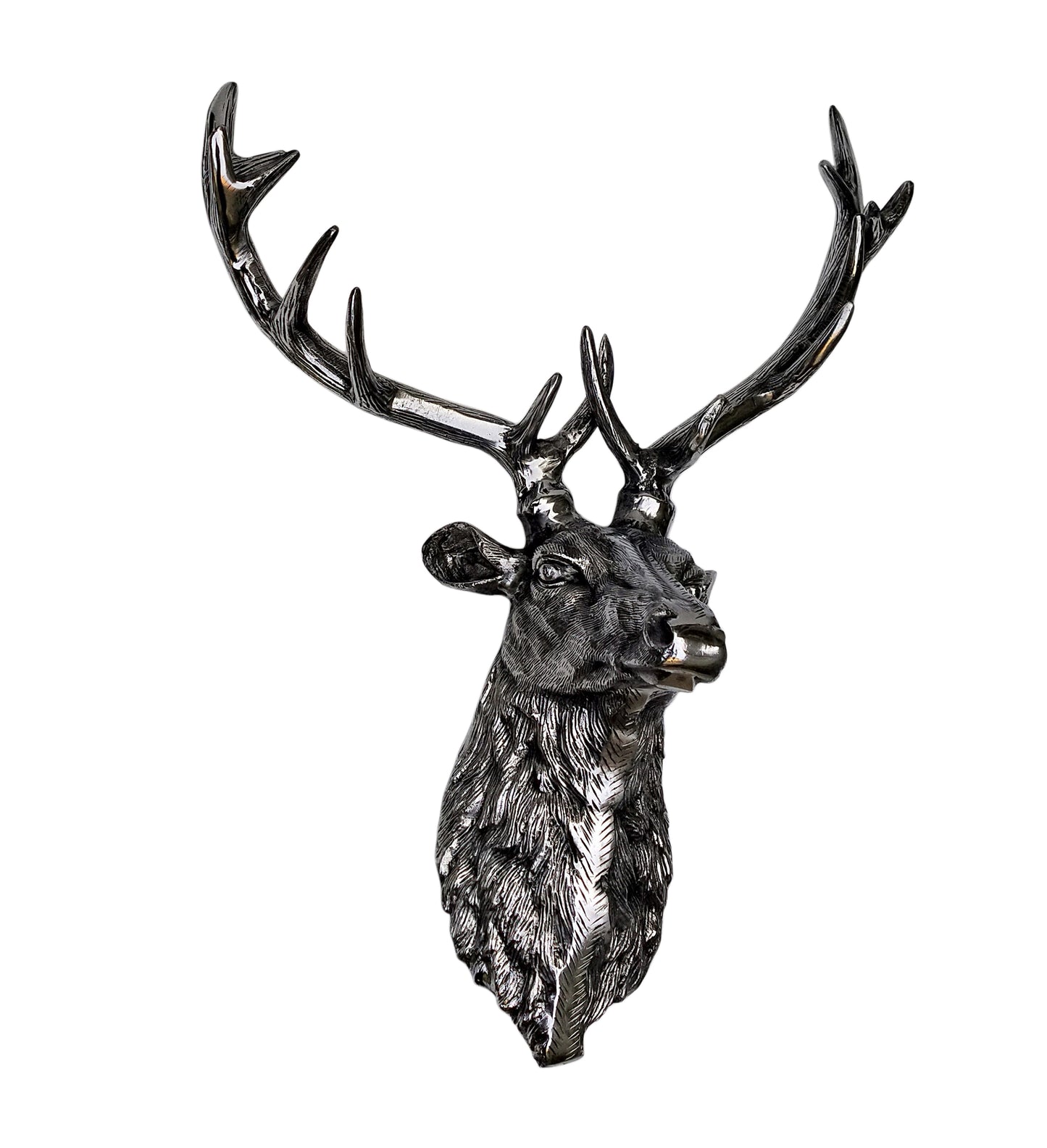 Wildlife Wall Accent – Handcrafted Aluminum Deer Head Sculpture ,  Decorative Deer Wall Mount for Home & Office