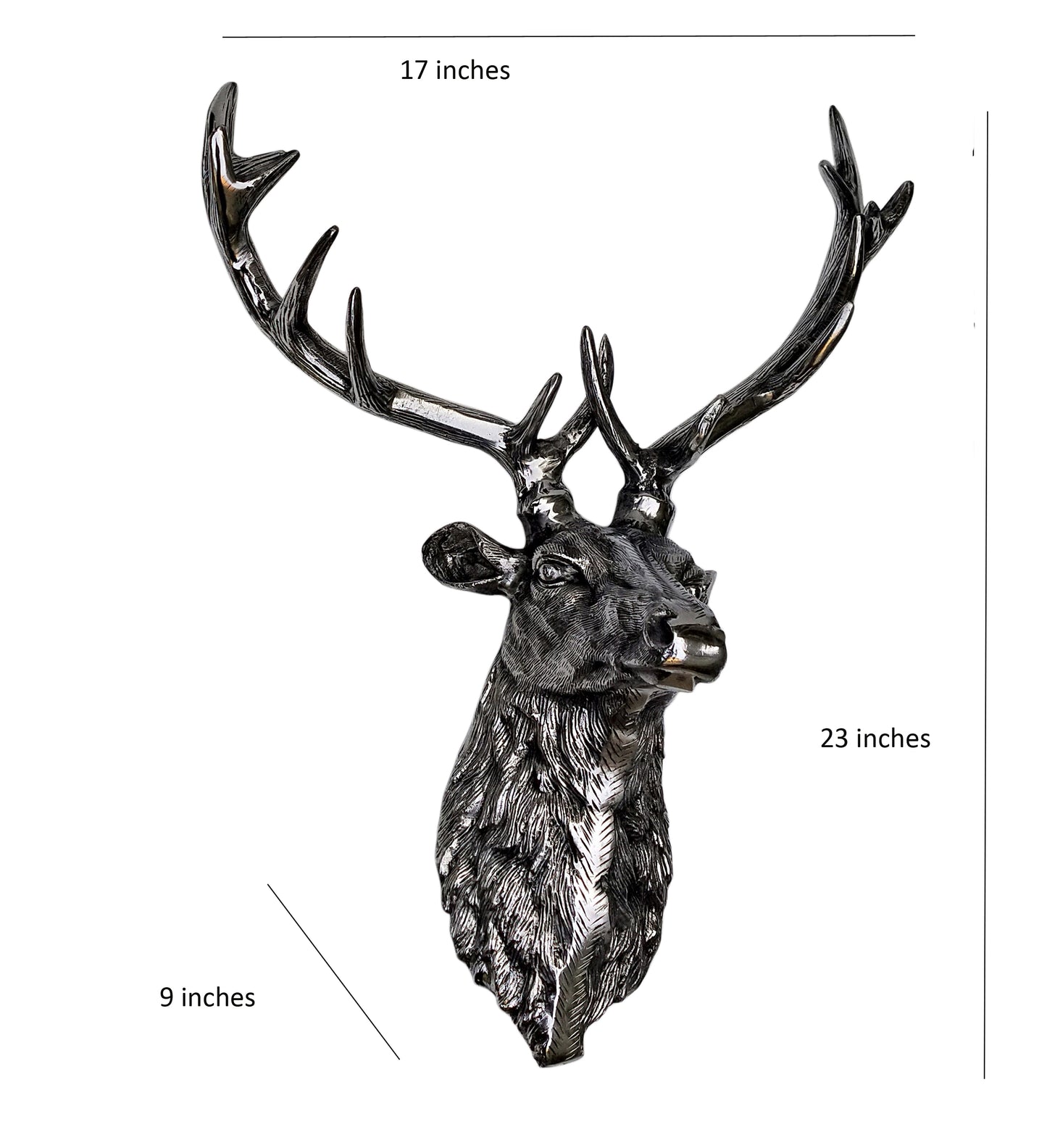 Wildlife Wall Accent – Handcrafted Aluminum Deer Head Sculpture ,  Decorative Deer Wall Mount for Home & Office