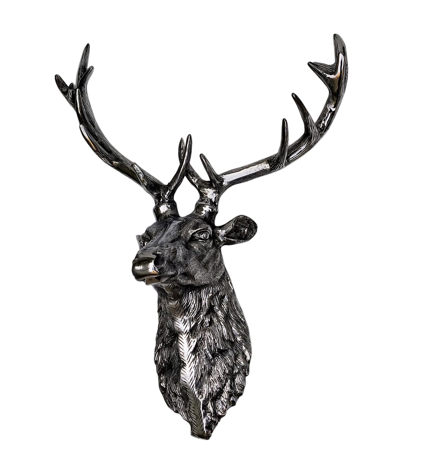 Wildlife Wall Accent – Handcrafted Aluminum Deer Head Sculpture ,  Decorative Deer Wall Mount for Home & Office