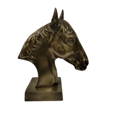 Majestic Equine Elegance – Trio of Noble Aluminum Horse Head Sculptures Table Top Figurines