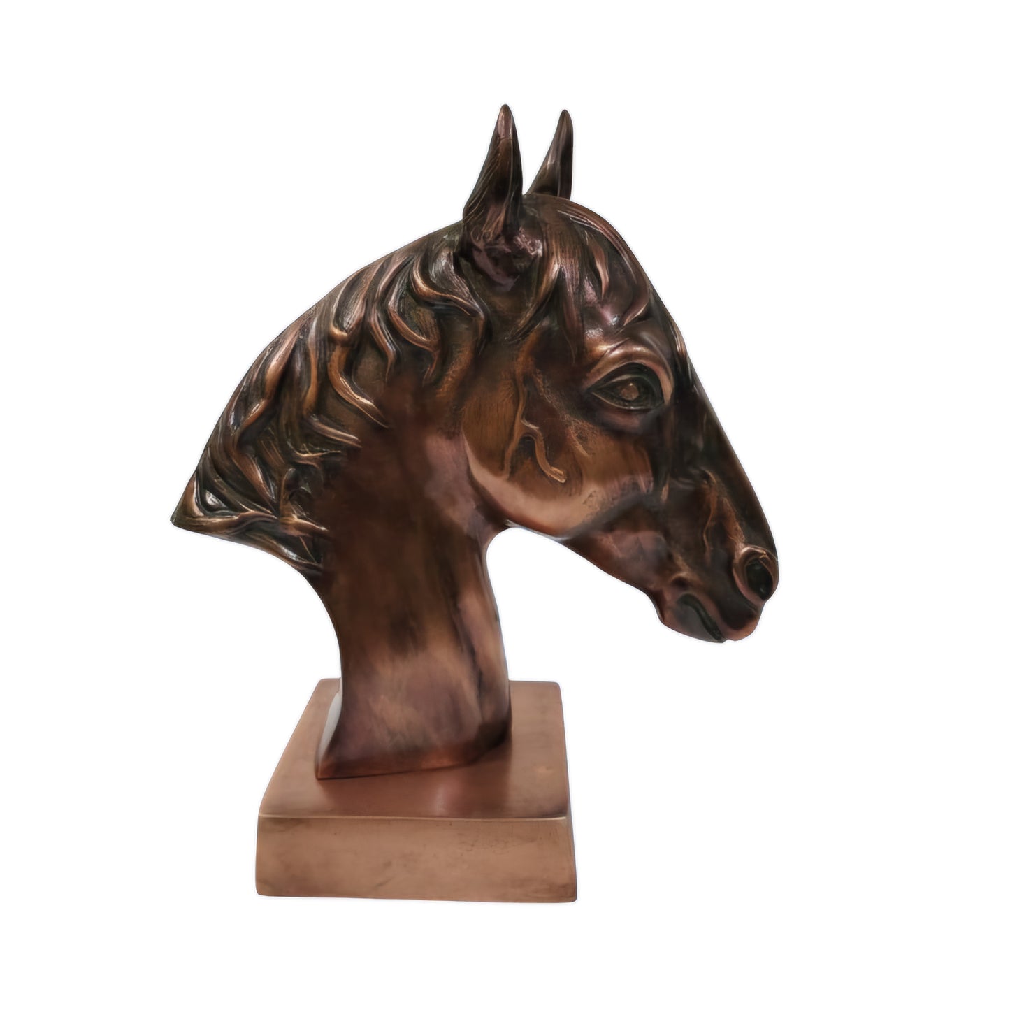 Majestic Equine Elegance – Trio of Noble Aluminum Horse Head Sculptures Table Top Figurines