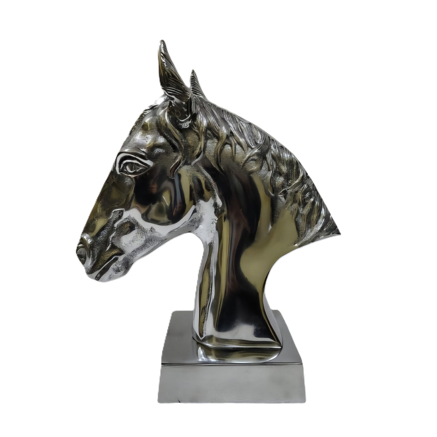 Majestic Equine Elegance – Trio of Noble Aluminum Horse Head Sculptures Table Top Figurines