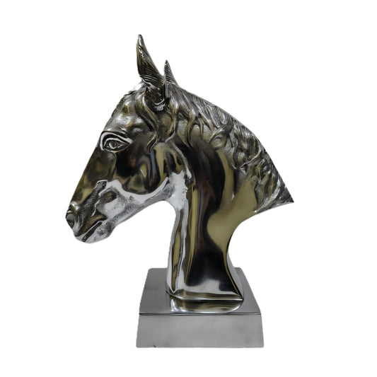 Majestic Equine Elegance – Trio of Noble Aluminum Horse Head Sculptures Table Top Figurines