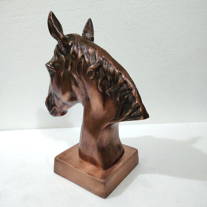Majestic Equine Elegance – Trio of Noble Aluminum Horse Head Sculptures Table Top Figurines