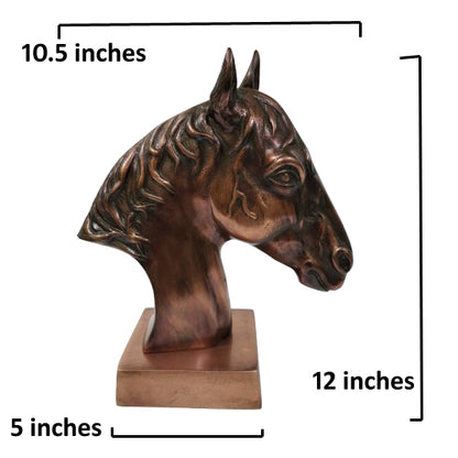 Majestic Equine Elegance – Trio of Noble Aluminum Horse Head Sculptures Table Top Figurines