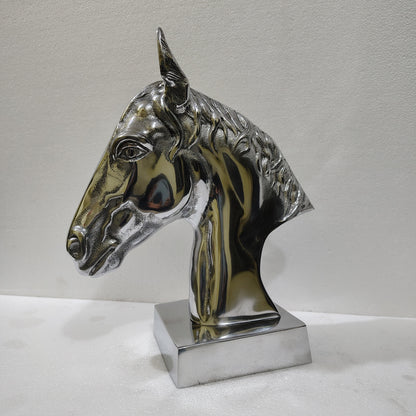 Majestic Equine Elegance – Trio of Noble Aluminum Horse Head Sculptures Table Top Figurines