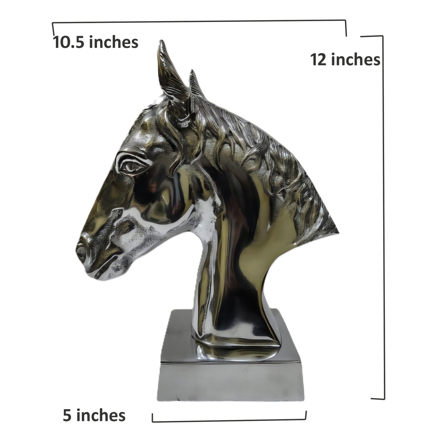 Majestic Equine Elegance – Trio of Noble Aluminum Horse Head Sculptures Table Top Figurines