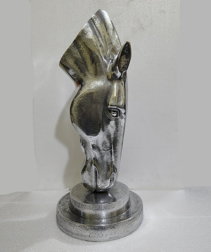 Polished Aluminum Horse Head  Table Top Figurine – Contemporary Metallic Equestrian Decor