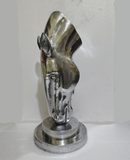 Polished Aluminum Horse Head  Table Top Figurine – Contemporary Metallic Equestrian Decor