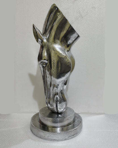 Polished Aluminum Horse Head  Table Top Figurine – Contemporary Metallic Equestrian Decor