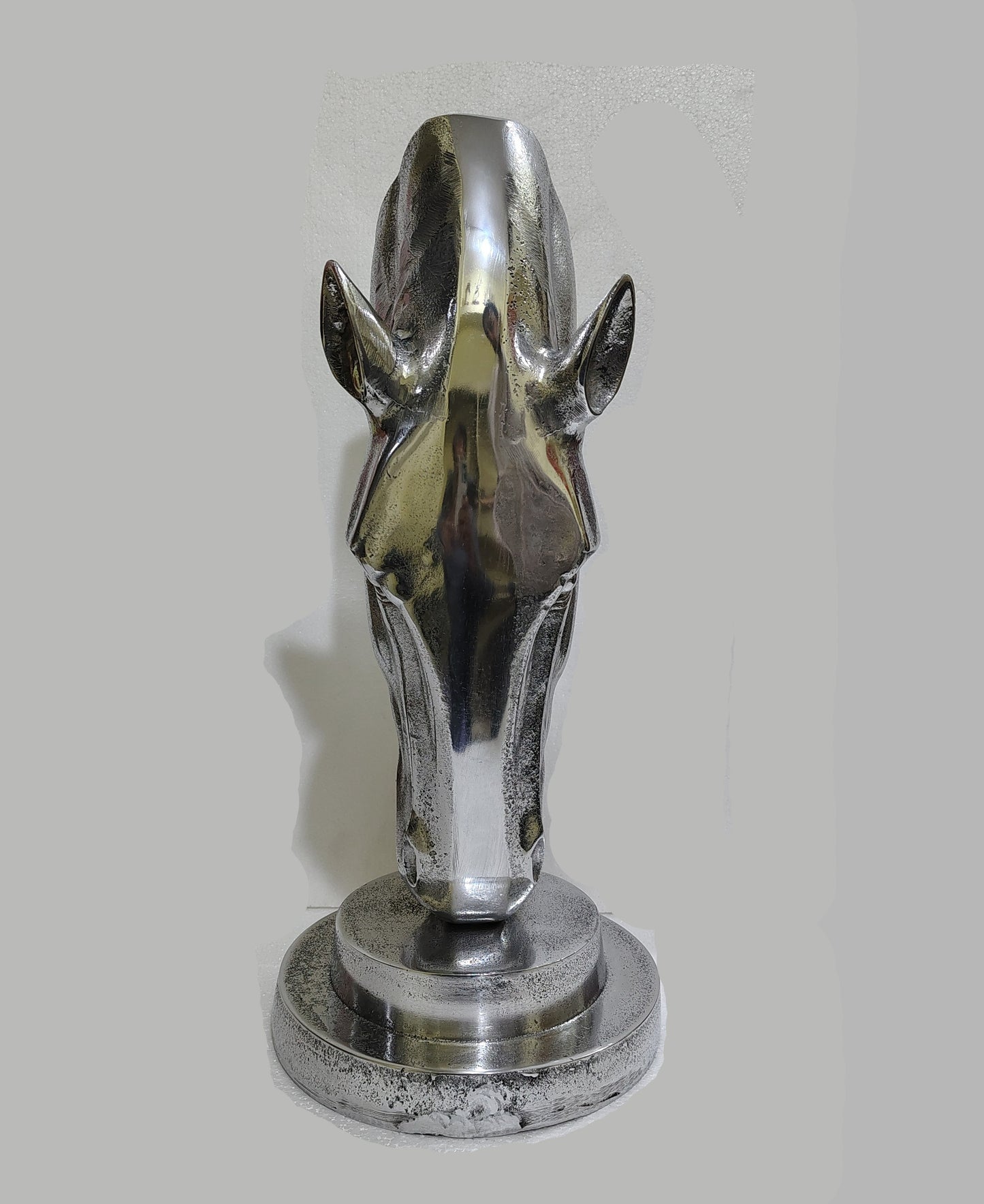 Polished Aluminum Horse Head  Table Top Figurine – Contemporary Metallic Equestrian Decor