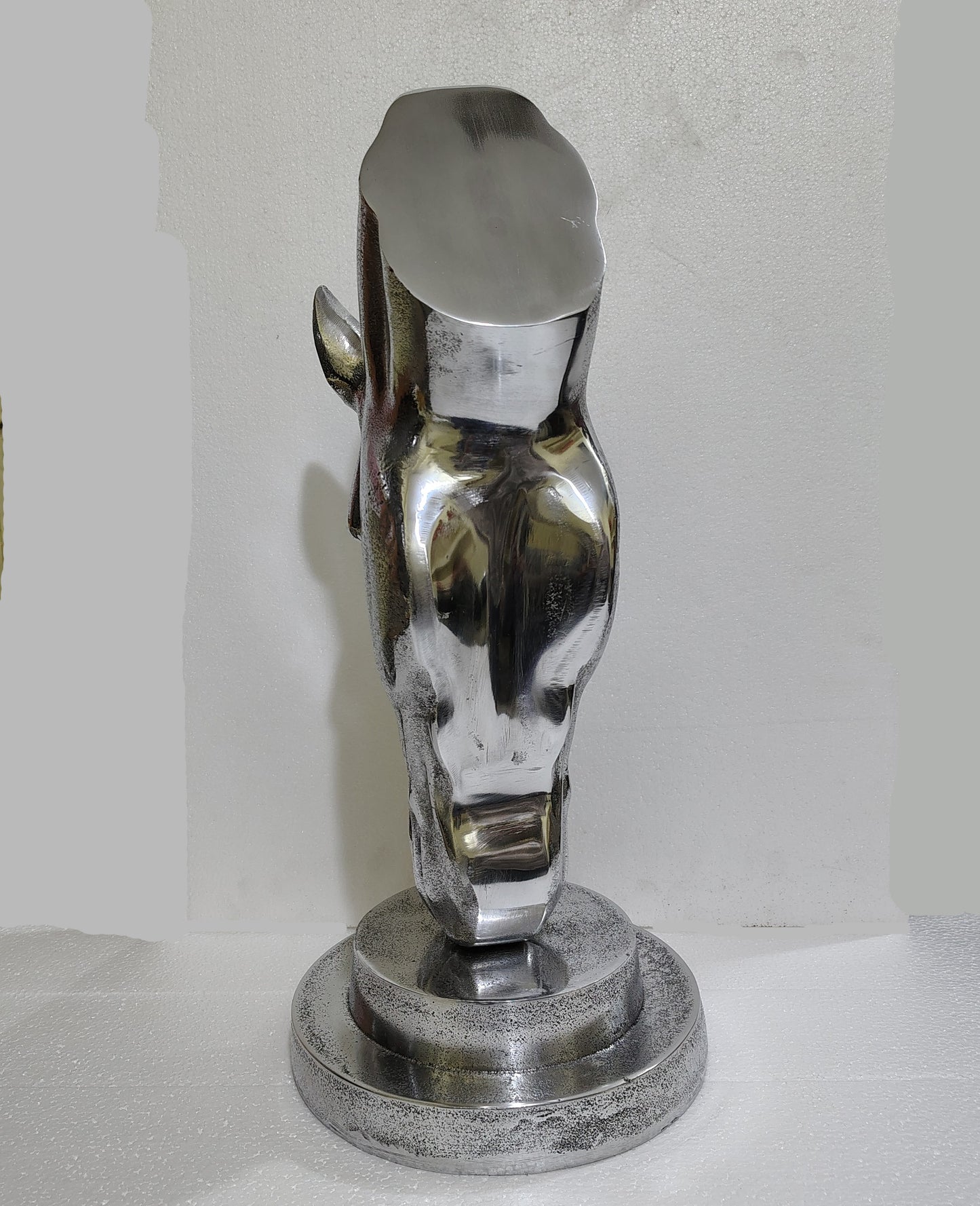 Polished Aluminum Horse Head  Table Top Figurine – Contemporary Metallic Equestrian Decor