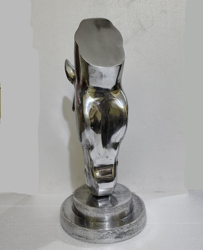 Polished Aluminum Horse Head  Table Top Figurine – Contemporary Metallic Equestrian Decor