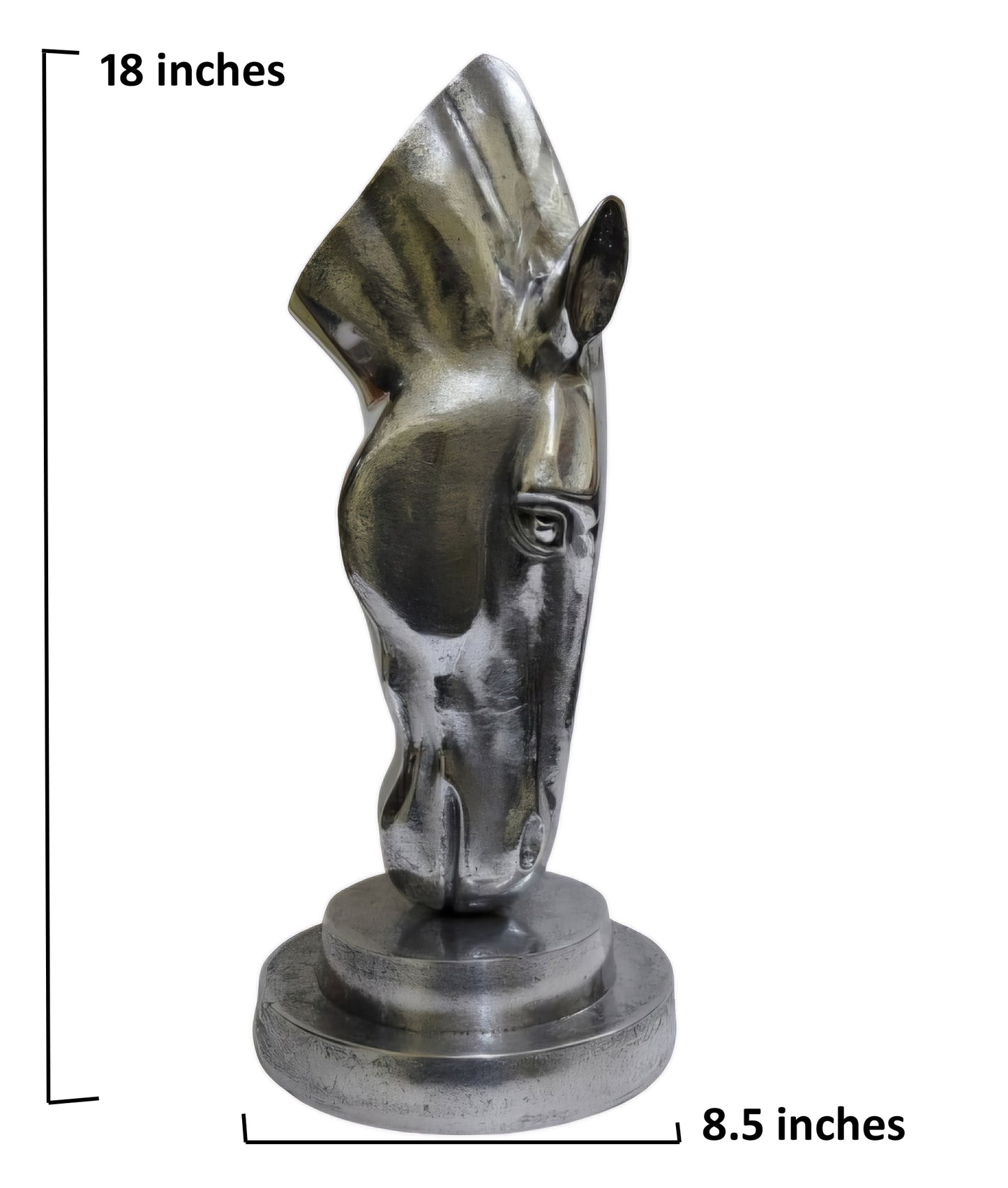 Polished Aluminum Horse Head  Table Top Figurine – Contemporary Metallic Equestrian Decor