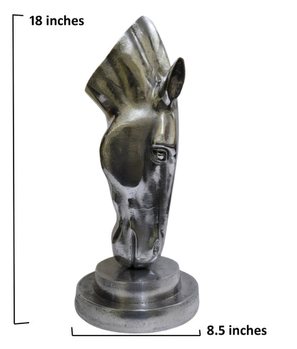 Polished Aluminum Horse Head  Table Top Figurine – Contemporary Metallic Equestrian Decor