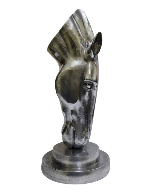 Polished Aluminum Horse Head  Table Top Figurine – Contemporary Metallic Equestrian Decor