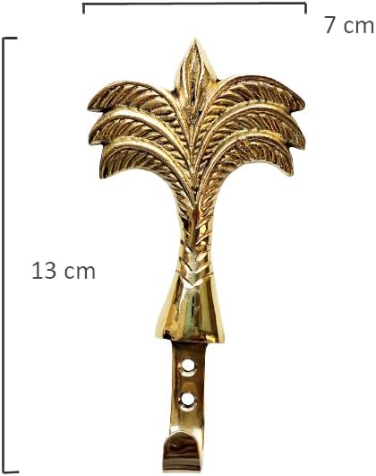 Tropica Luxe Brass Wall Hooks – Palm Tree Design (Set of 6)